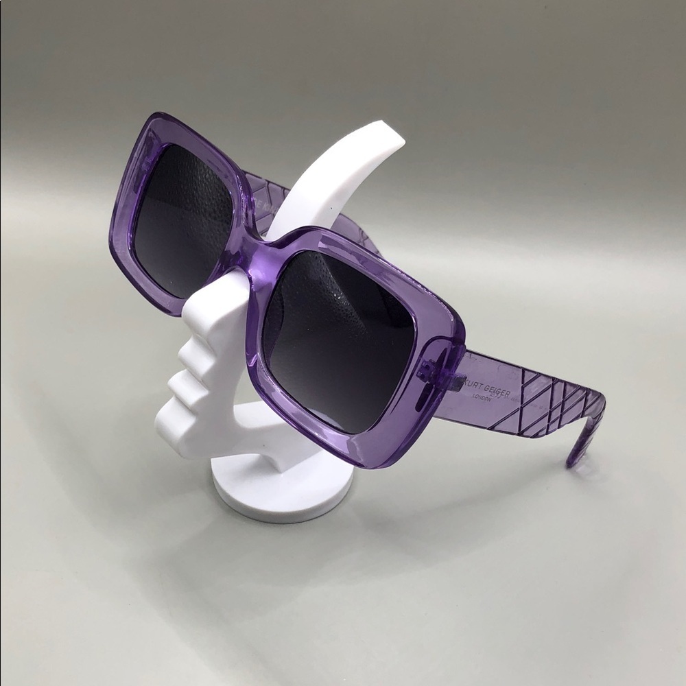 Kurt Geiger London crystal purple textured square sunglasses semi oversized.